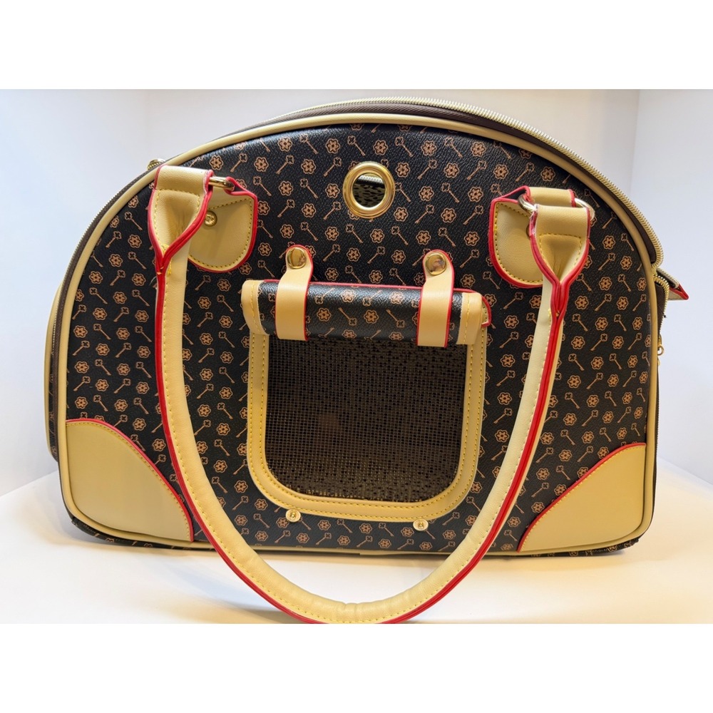 Luxury Faux Leather Portable Pet Carrier Case Puppy Cat Dog Travel Tote Bag